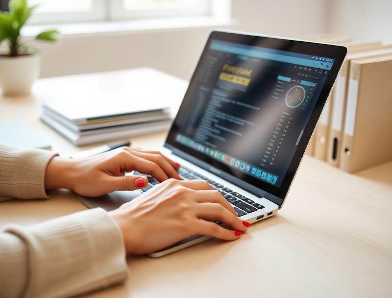 Profissional atualizando cadastro de cliente em notebook