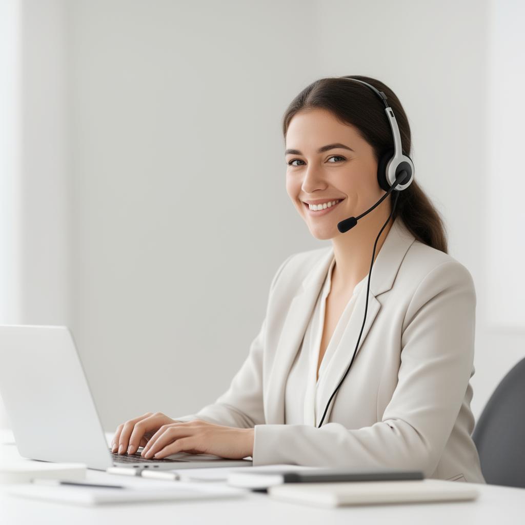 Profissional com headset atendendo cliente
